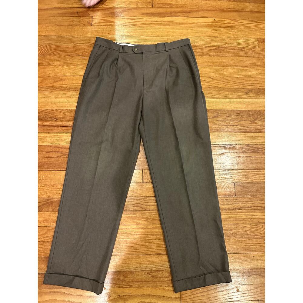 Stafford Size 38x32 Brown Cuffed Dress Slacks Office